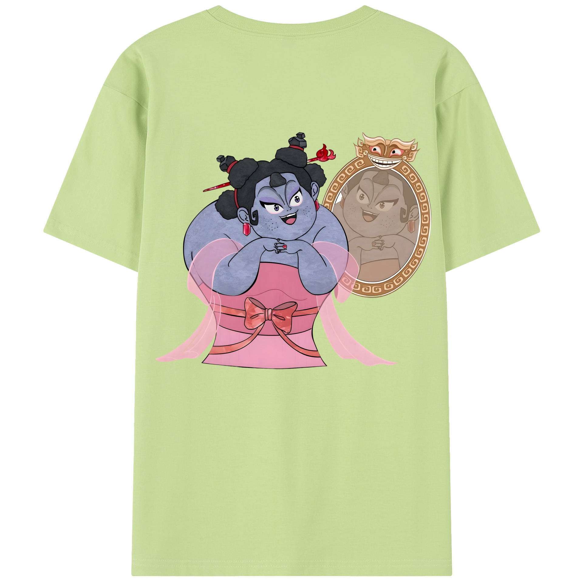 （画像用） Ne Zha 2 ナタ 魔童の大暴れ 綿100％半袖Tシャツ（背面プリント）
